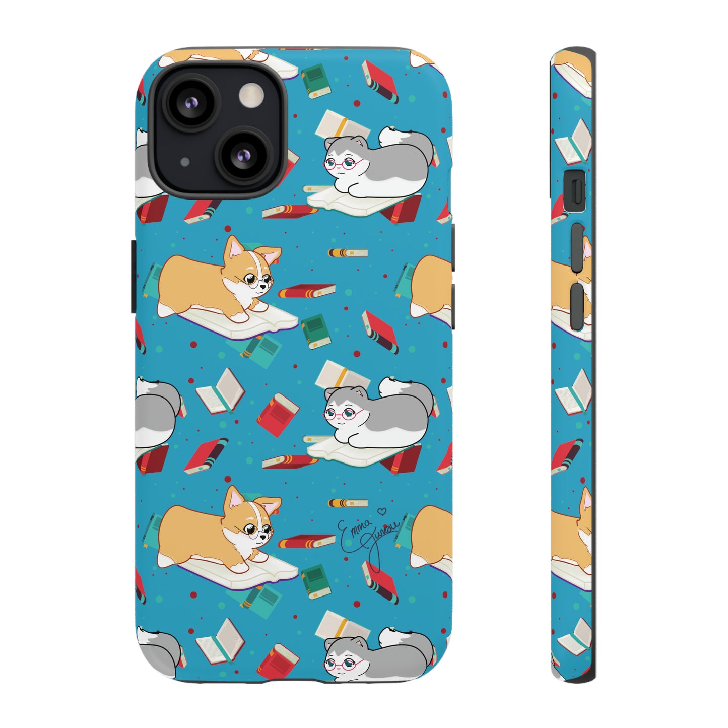 Kitty and Corgi Book Lovers - Tough Phone Case