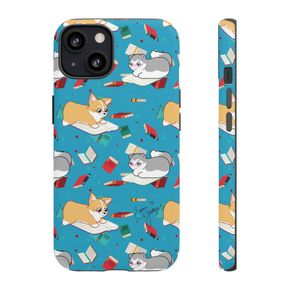Kitty and Corgi Book Lovers - Tough Phone Case