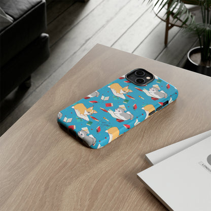 Kitty and Corgi Book Lovers - Tough Phone Case