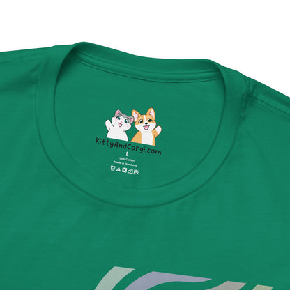 Corgi - Groovy Series - Stay Focused - Super Soft Cotton Airlume Unisex T-Shirt (Horizontal Graphic)