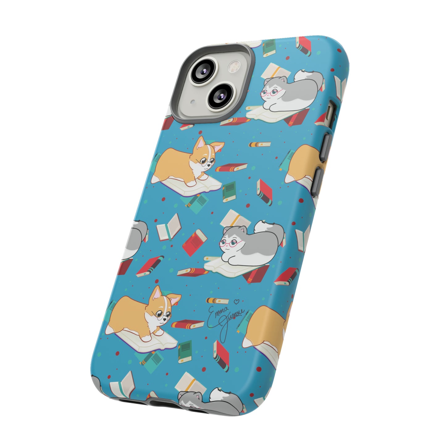 Kitty and Corgi Book Lovers - Tough Phone Case