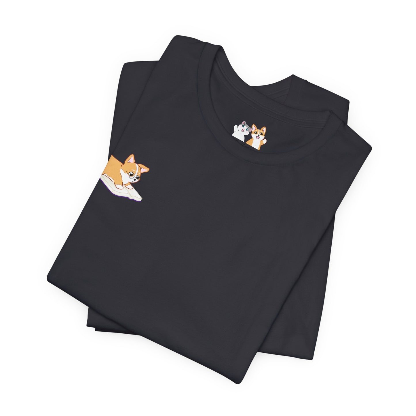 Corgi Reading a Book - Super Soft Cotton Airlume Unisex T-Shirt