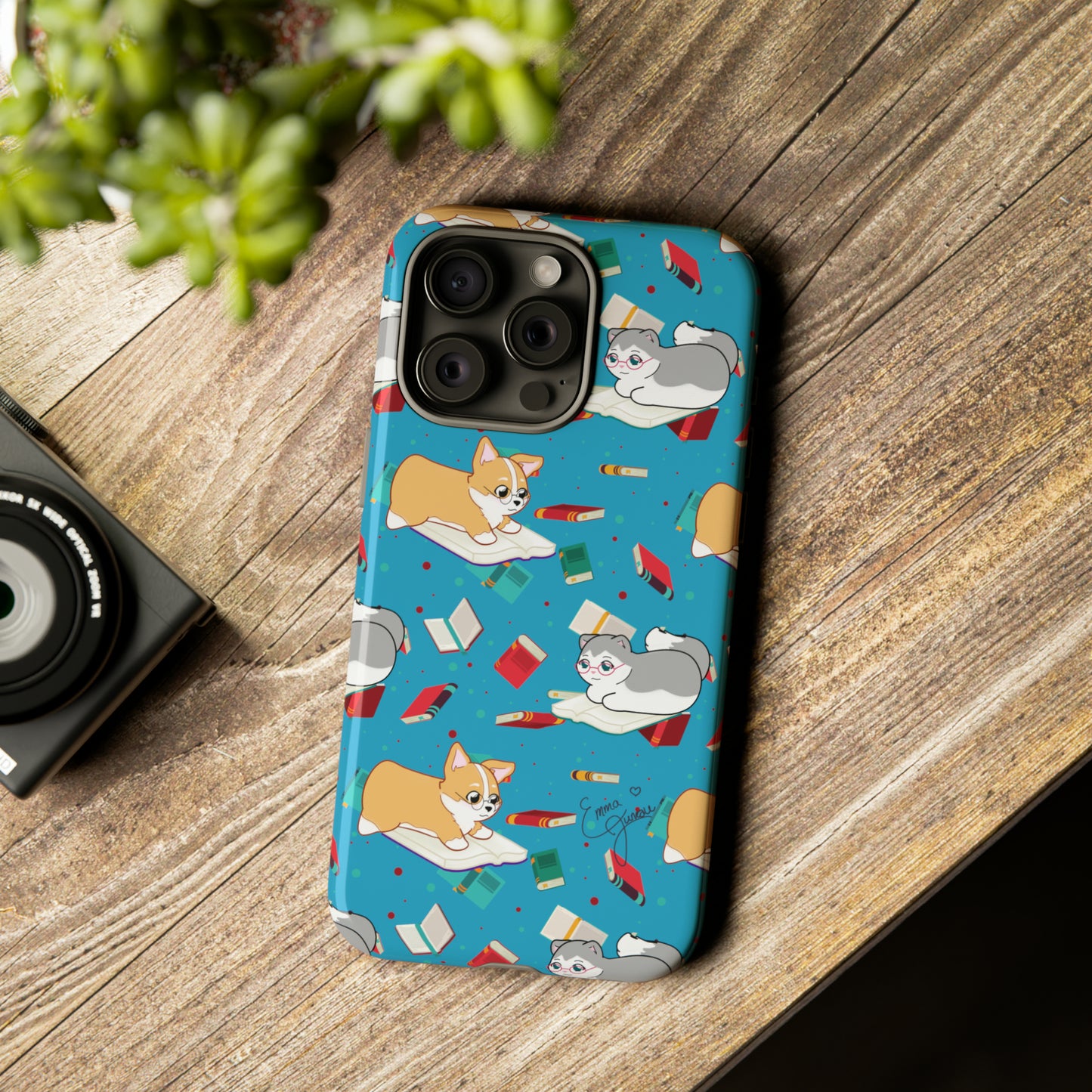 Kitty and Corgi Book Lovers - Tough Phone Case