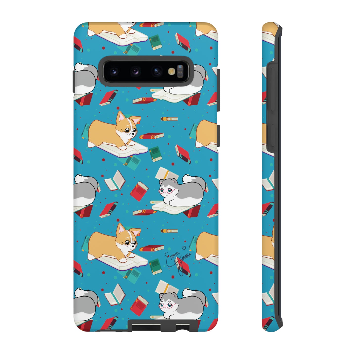 Kitty and Corgi Book Lovers - Tough Phone Case