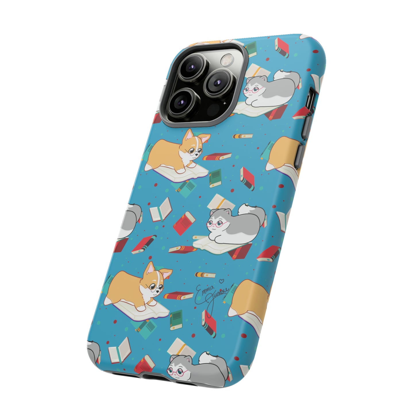 Kitty and Corgi Book Lovers - Tough Phone Case