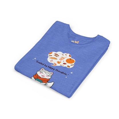 Youth Tee — Kitty loves Autumn - Fueled by Happy Thoughts - Unisex Youth/ Children's Graphic Tee