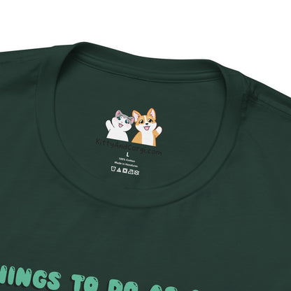 Kitty and Corgi - Things To Do As A Dino - Super Soft Cotton Airlume Unisex T-Shirt (Horizontal Graphic)