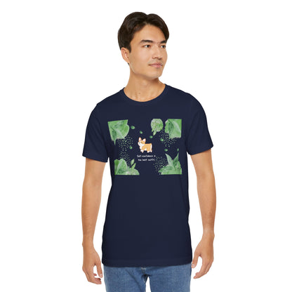 Corgi - Confidence is the Best Outfit - Super Soft Cotton Airlume Unisex T-Shirt (Horizontal Graphic)