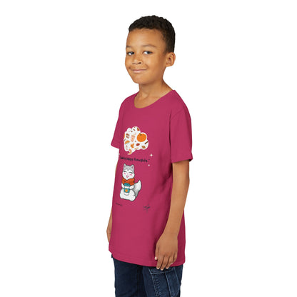 Youth Tee — Kitty loves Autumn - Fueled by Happy Thoughts - Unisex Youth/ Children's Graphic Tee