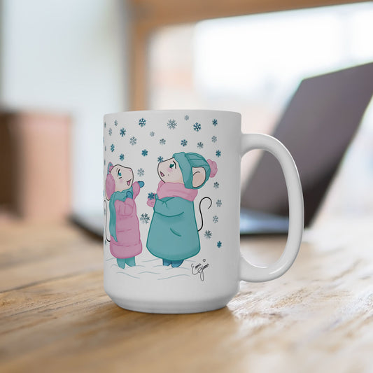 Snow Mousies Catching Snowflakes Mug - 15 oz.