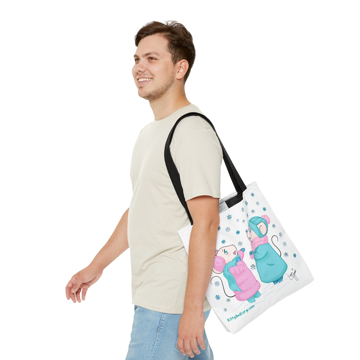Snow Mousies Catching Snowflakes Tote Bag