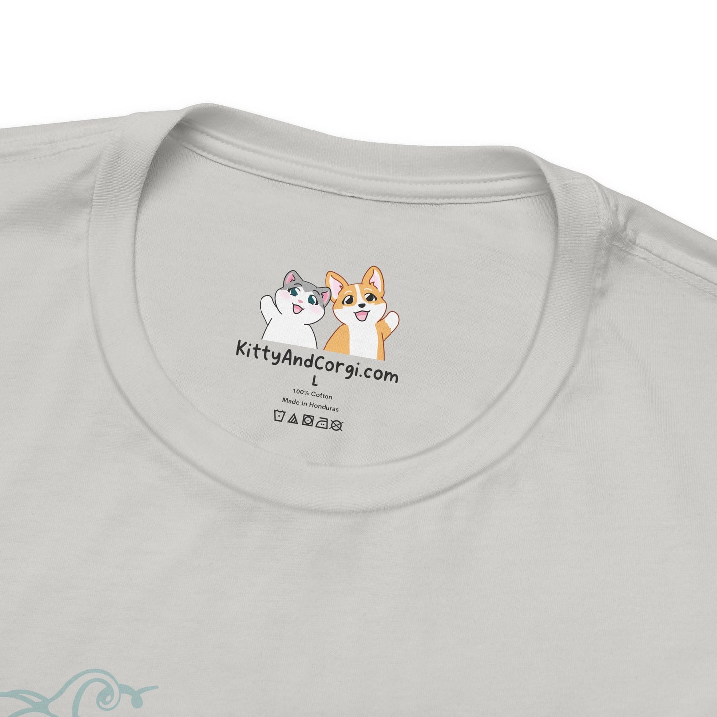 Kitty and Corgi - Pumpkin Spice and Everything Nice - Super Soft Cotton Airlume Unisex T-Shirt (Large Front Graphic)