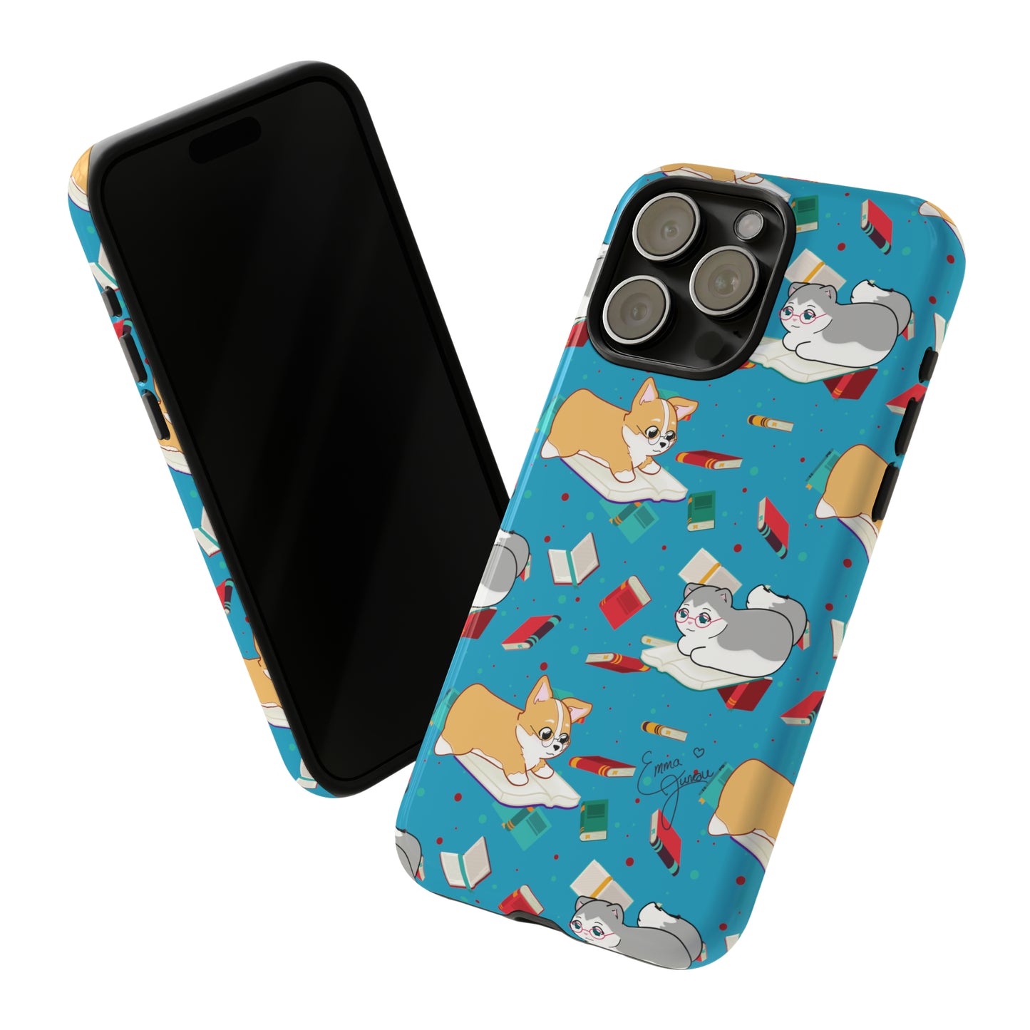 Kitty and Corgi Book Lovers - Tough Phone Case