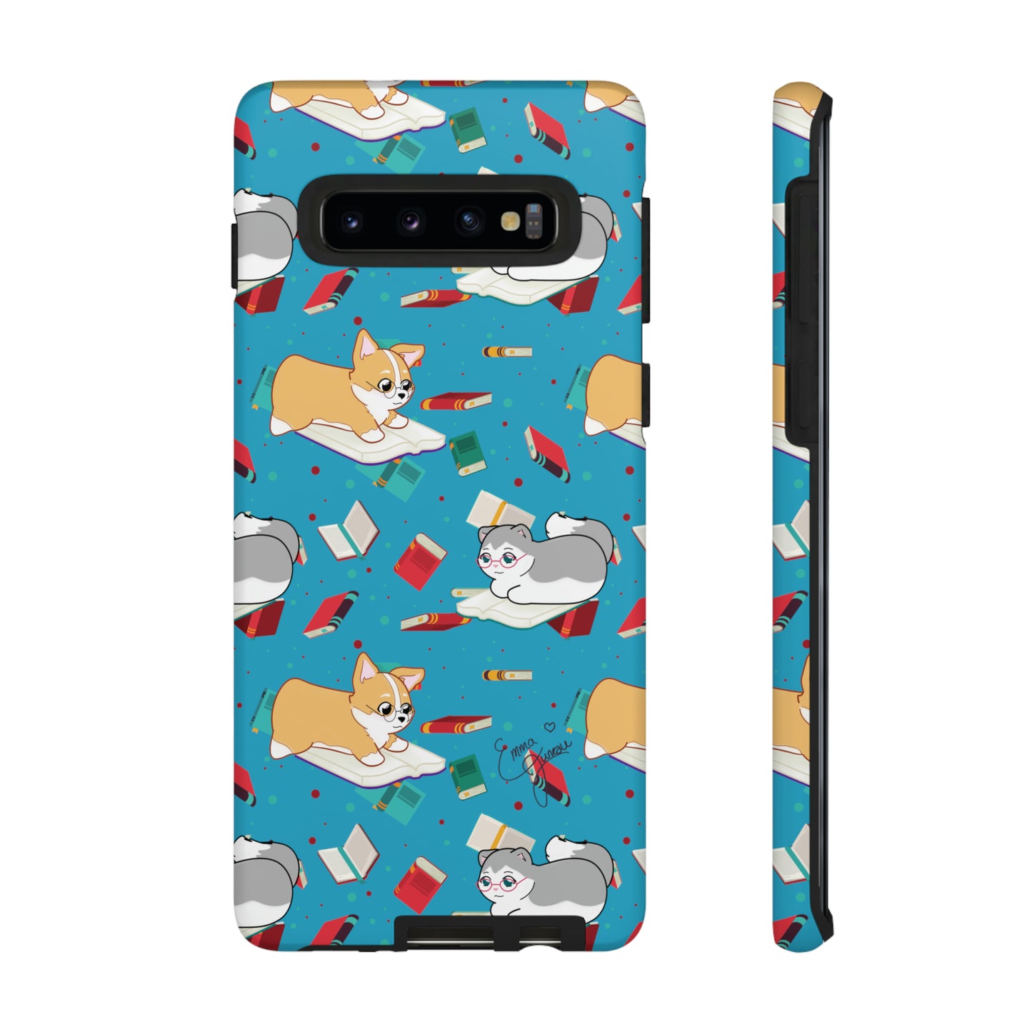 Kitty and Corgi Book Lovers - Tough Phone Case