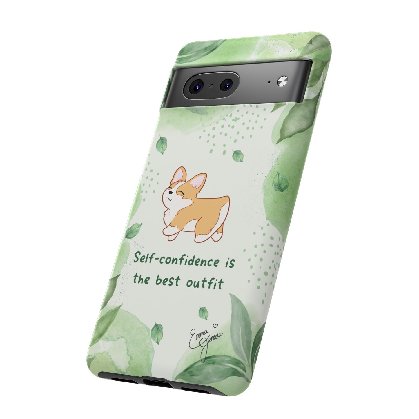 Corgi Green Tough Phone Case - Self Confidence is the Best Outfit