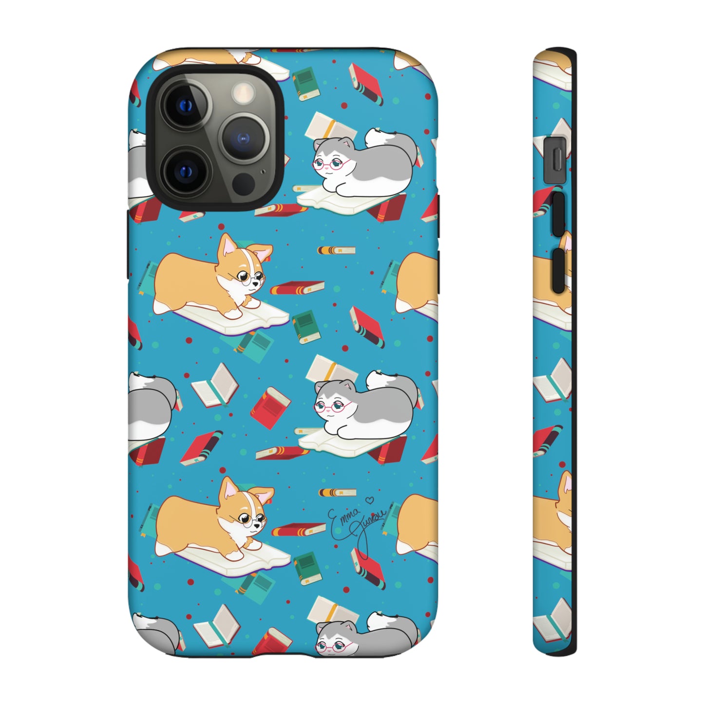 Kitty and Corgi Book Lovers - Tough Phone Case