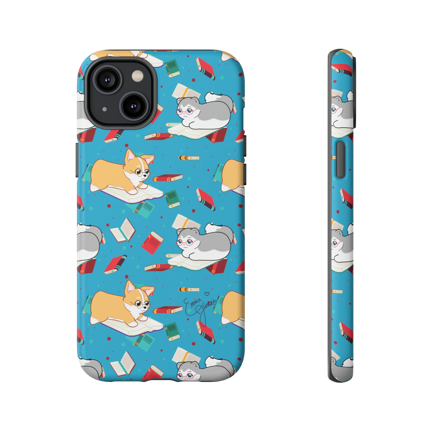 Kitty and Corgi Book Lovers - Tough Phone Case
