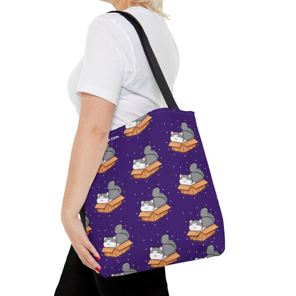 Kitty in a Box - Repeating Pattern in Dark Purple - Tote Bag (AOP)