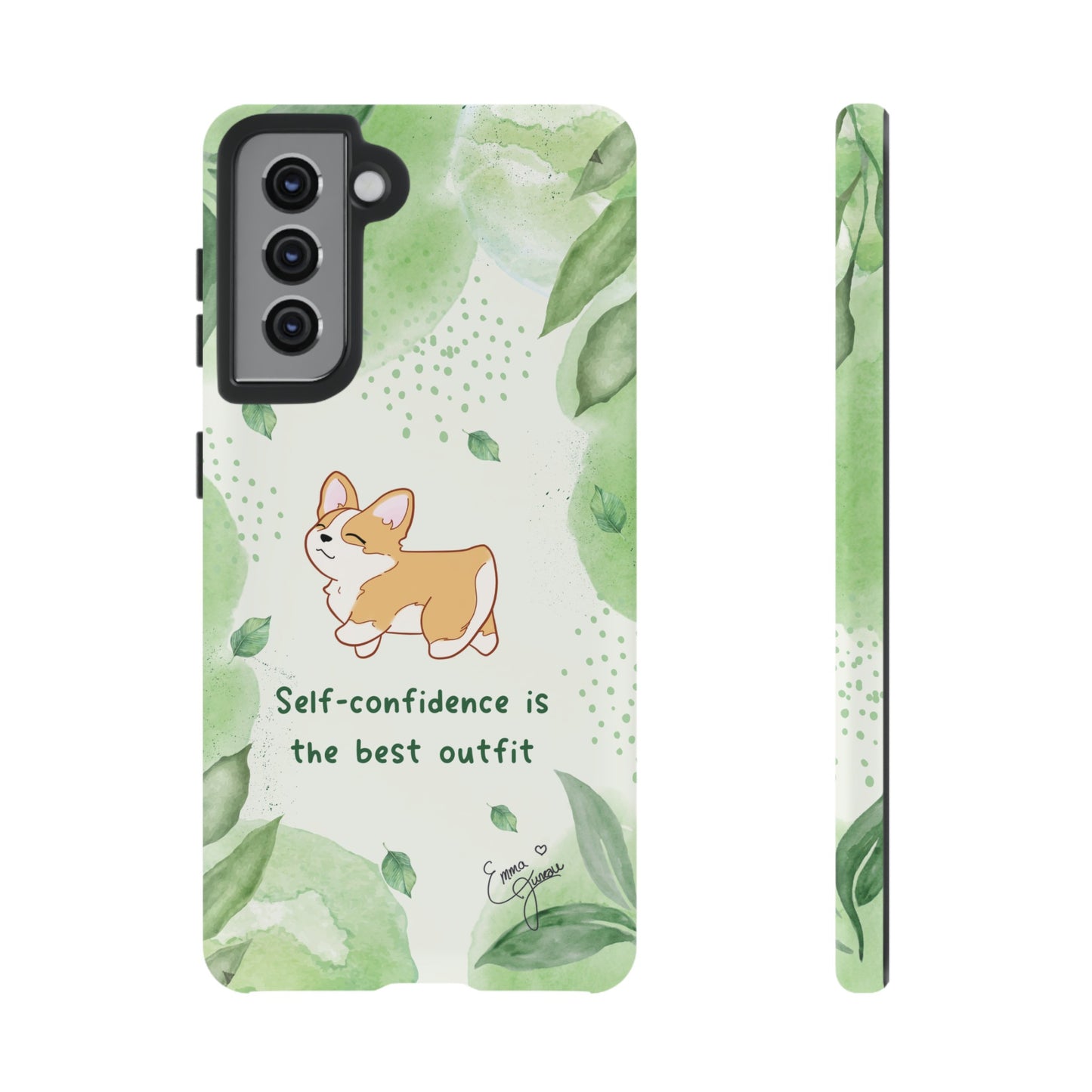 Corgi Green Tough Phone Case - Self Confidence is the Best Outfit