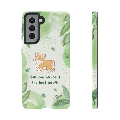Corgi Green Tough Phone Case - Self Confidence is the Best Outfit