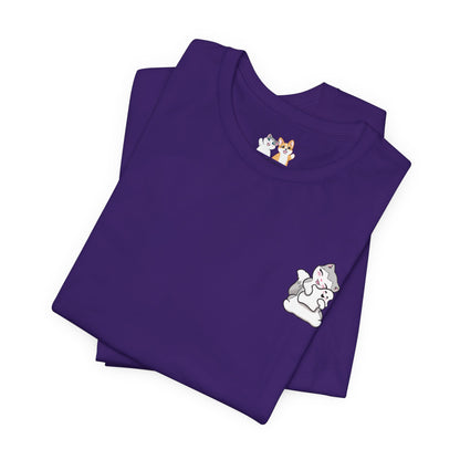 Kitty Snuggling Her Ghost Plushie - Super Soft Cotton Airlume Unisex T-Shirt