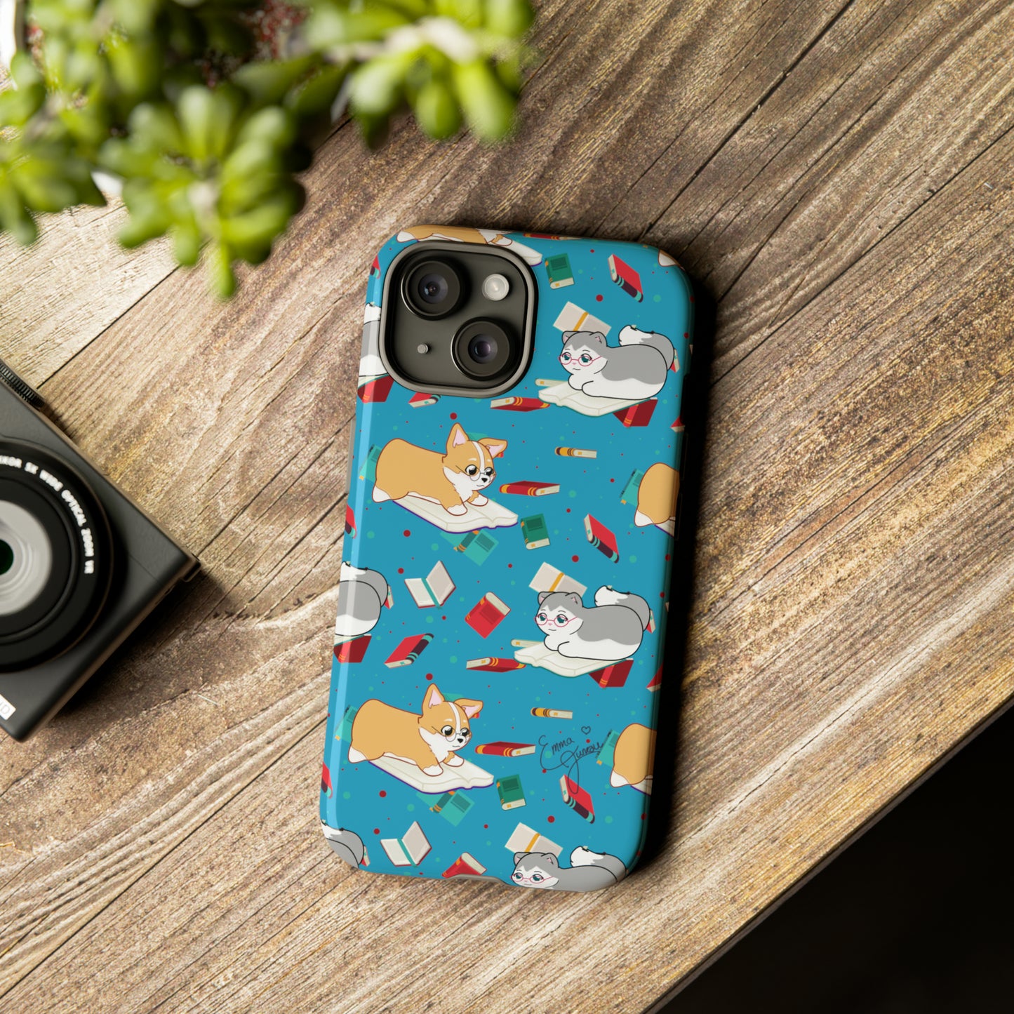 Kitty and Corgi Book Lovers - Tough Phone Case