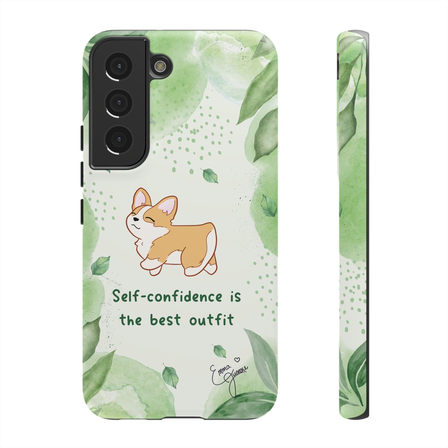 Corgi Green Tough Phone Case - Self Confidence is the Best Outfit