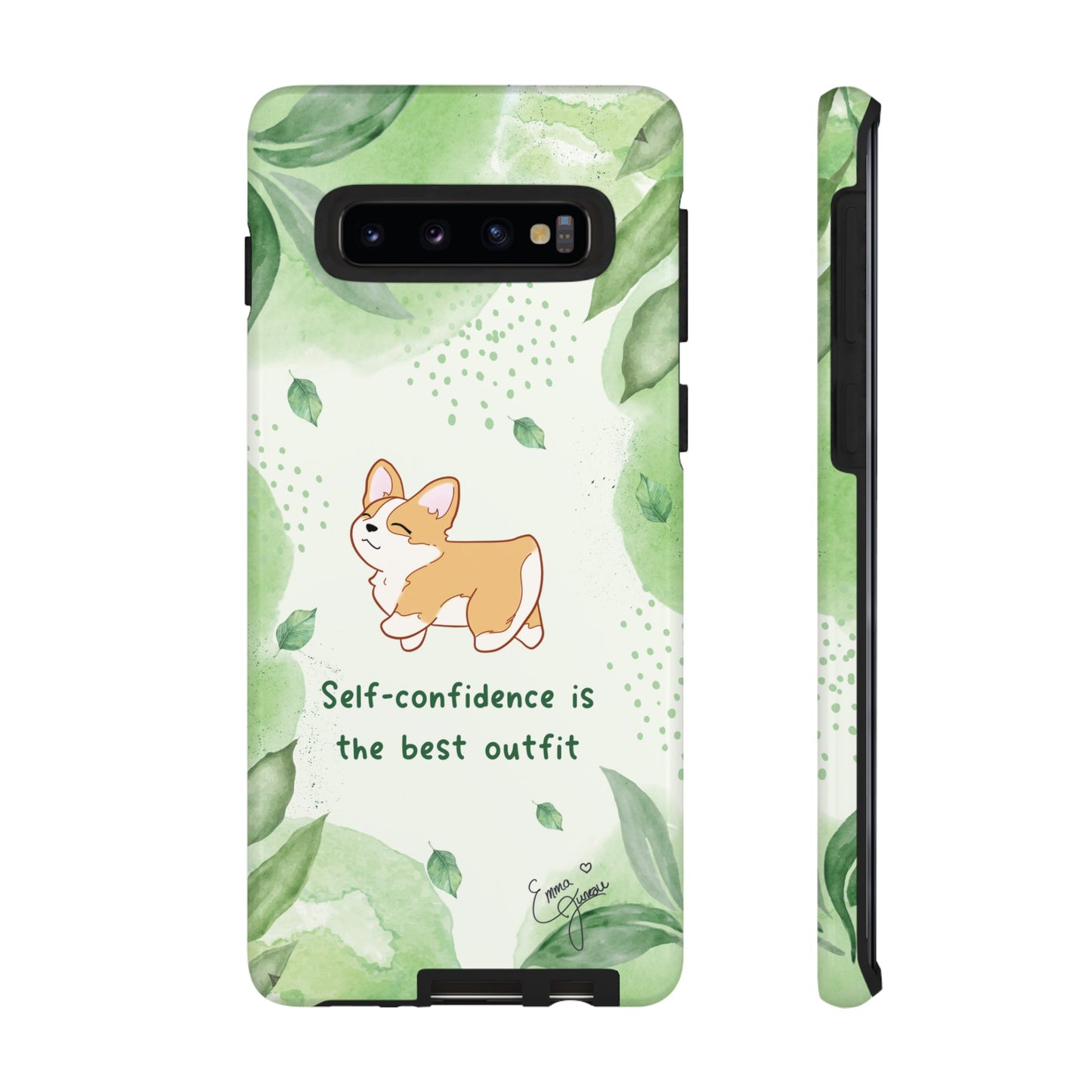 Corgi Green Tough Phone Case - Self Confidence is the Best Outfit
