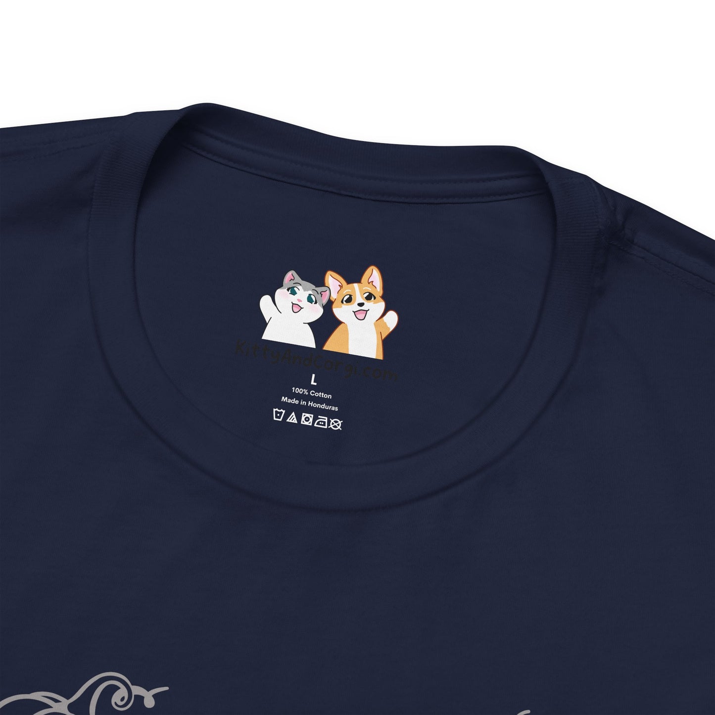Kitty and Corgi - Pumpkin Spice and Everything Nice - Super Soft Cotton Airlume Unisex T-Shirt (Large Front Graphic)