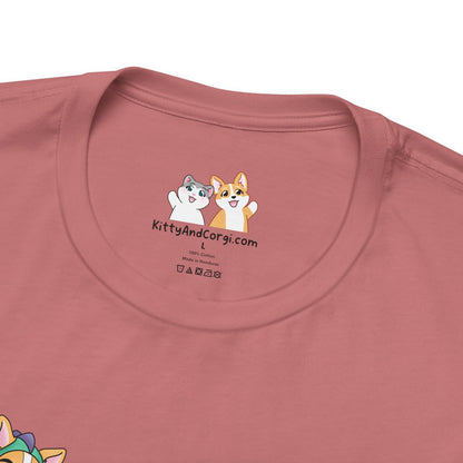 Kitty and Corgi — Corgi-zilla Dino Stomps — Super Soft Cotton Airlume Unisex T-Shirt