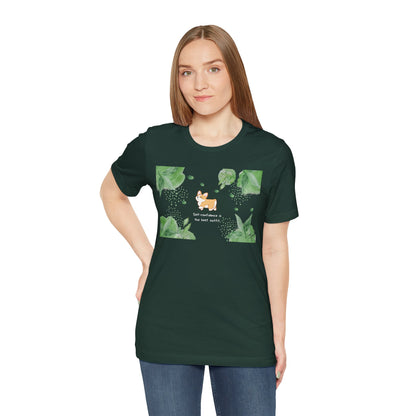 Corgi - Confidence is the Best Outfit - Super Soft Cotton Airlume Unisex T-Shirt (Horizontal Graphic)