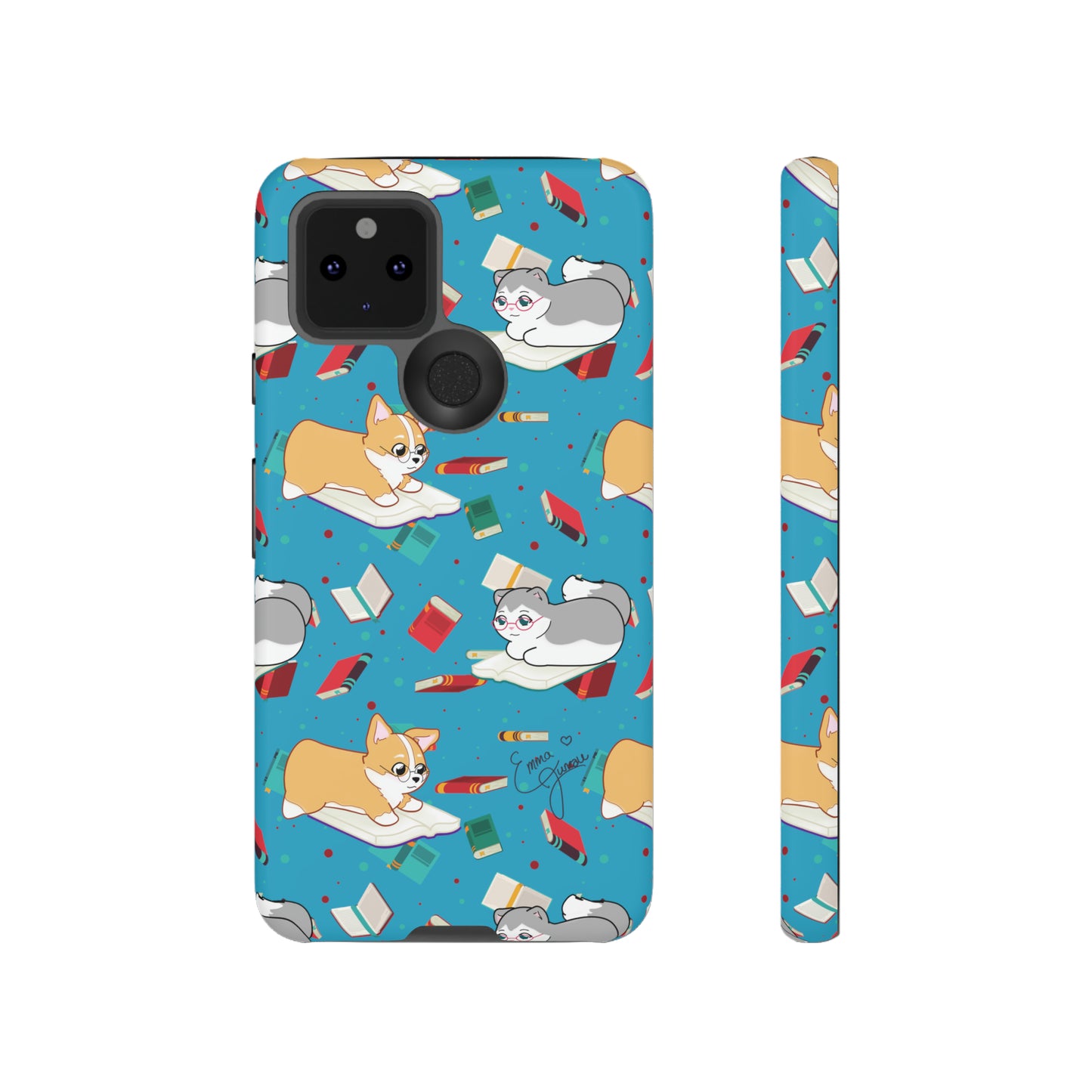 Kitty and Corgi Book Lovers - Tough Phone Case