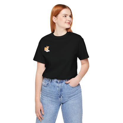Corgi Reading a Book - Super Soft Cotton Airlume Unisex T-Shirt