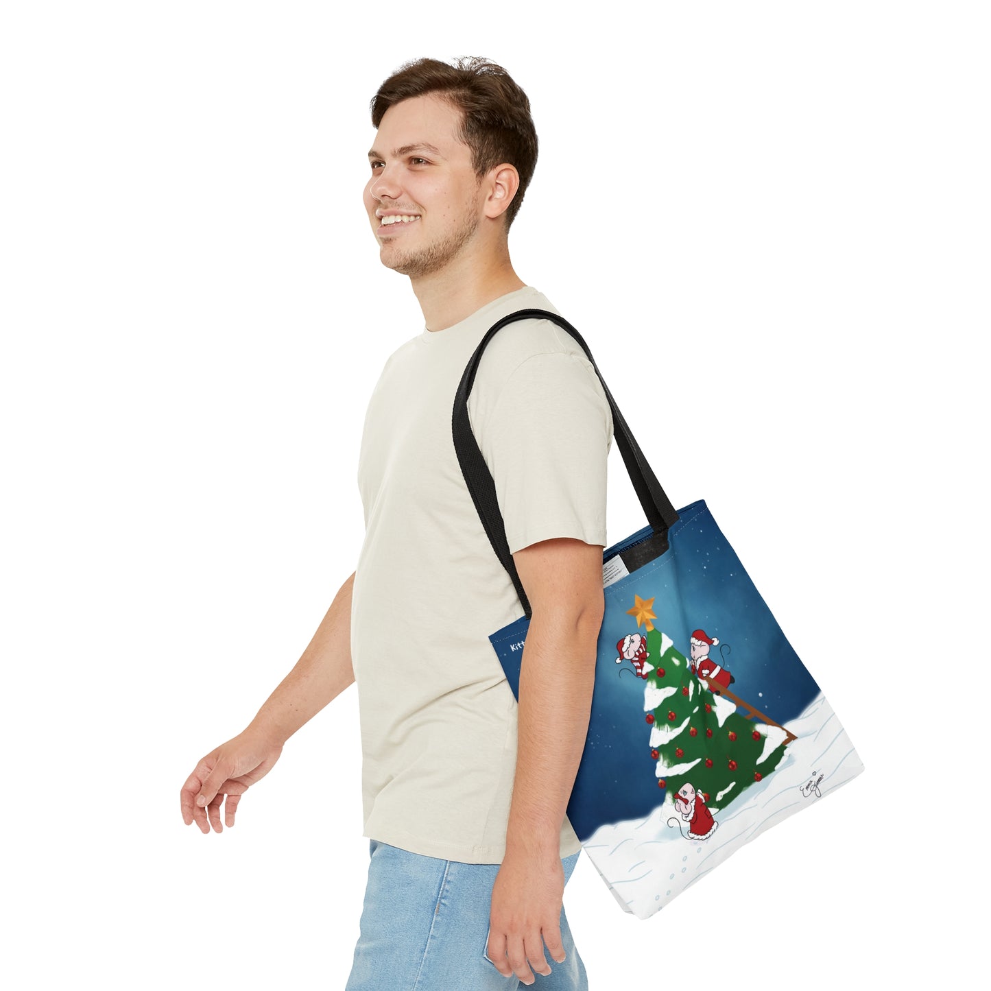 Christmas Mousies Decorating the Christmas Tree Tote Bag