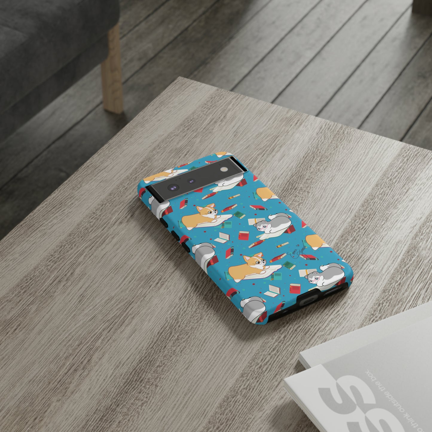Kitty and Corgi Book Lovers - Tough Phone Case