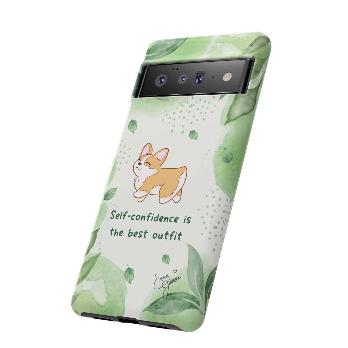 Corgi Green Tough Phone Case - Self Confidence is the Best Outfit