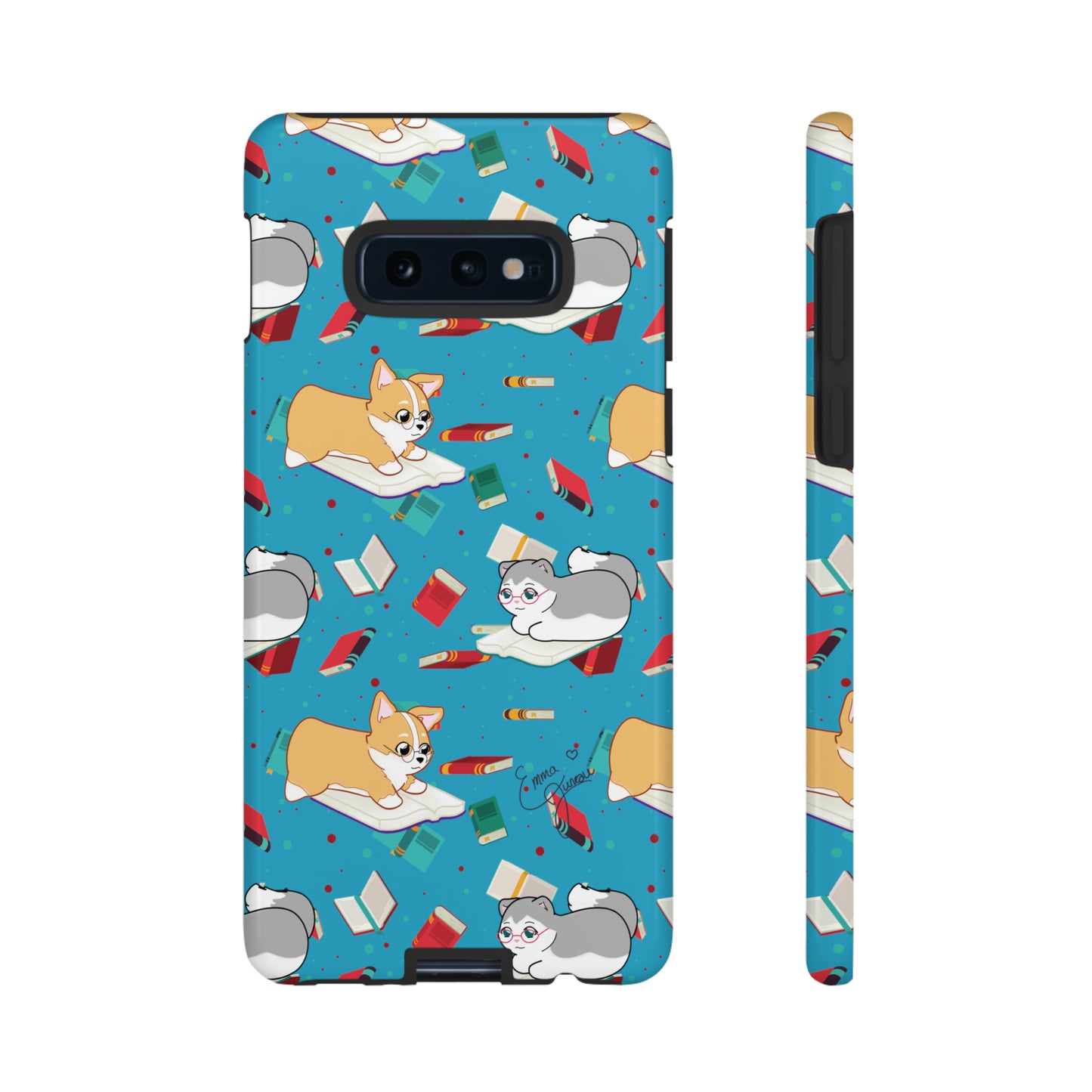 Kitty and Corgi Book Lovers - Tough Phone Case