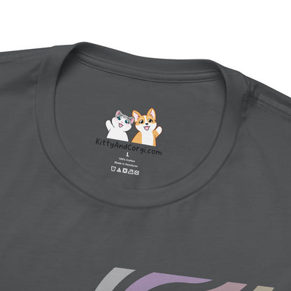 Corgi - Groovy Series - Stay Focused - Super Soft Cotton Airlume Unisex T-Shirt (Horizontal Graphic)