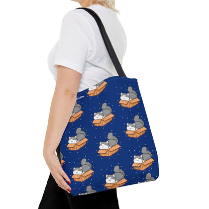 Kitty in a Box - Repeating Pattern in Starry Night Blue - Tote Bag (AOP)