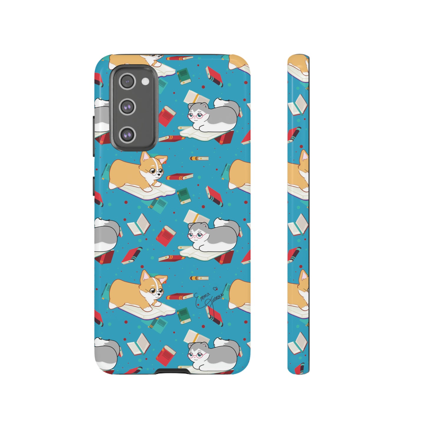 Kitty and Corgi Book Lovers - Tough Phone Case