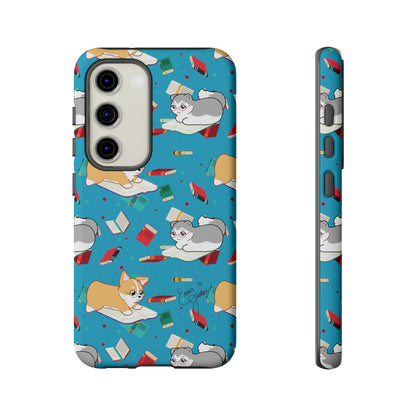 Kitty and Corgi Book Lovers - Tough Phone Case