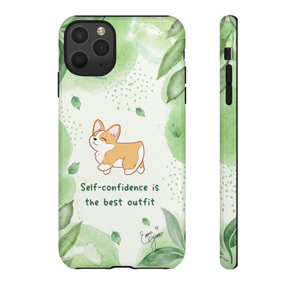 Corgi Green Tough Phone Case - Self Confidence is the Best Outfit