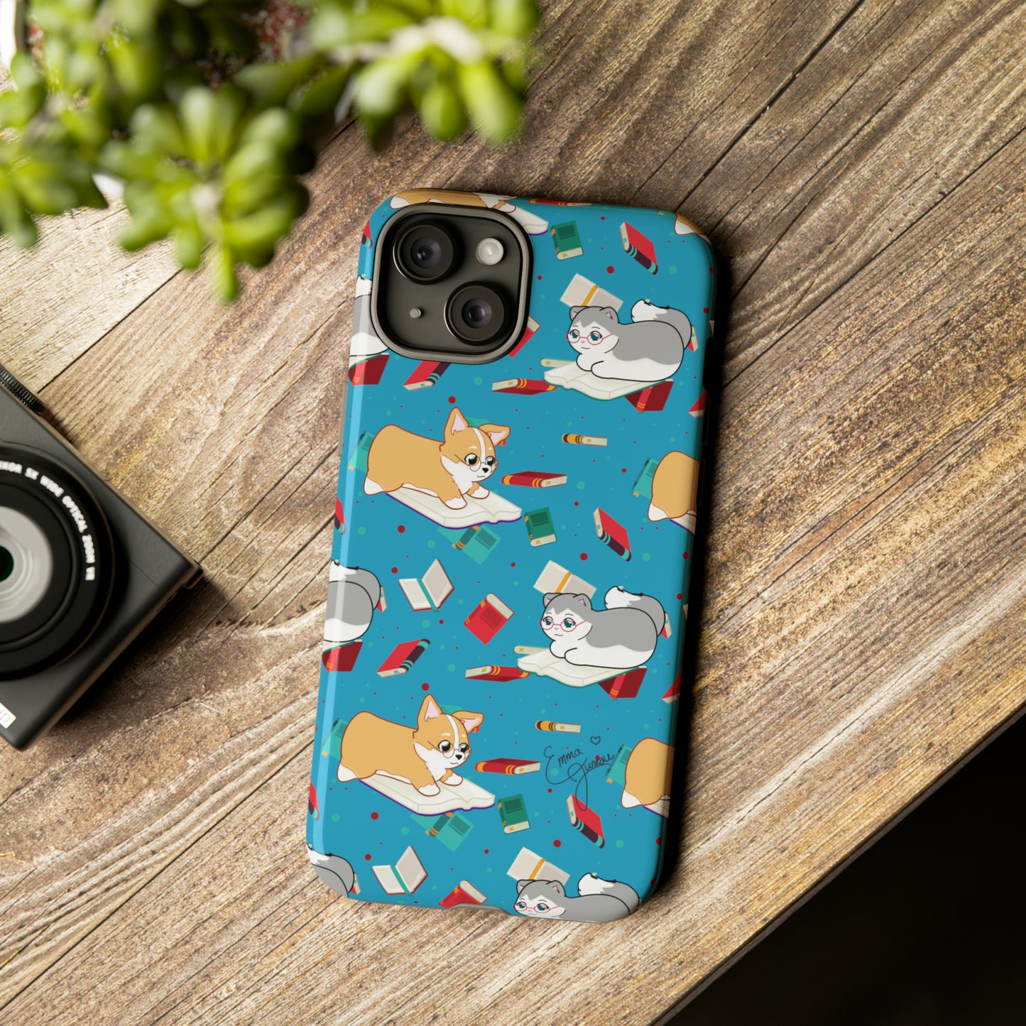 Kitty and Corgi Book Lovers - Tough Phone Case