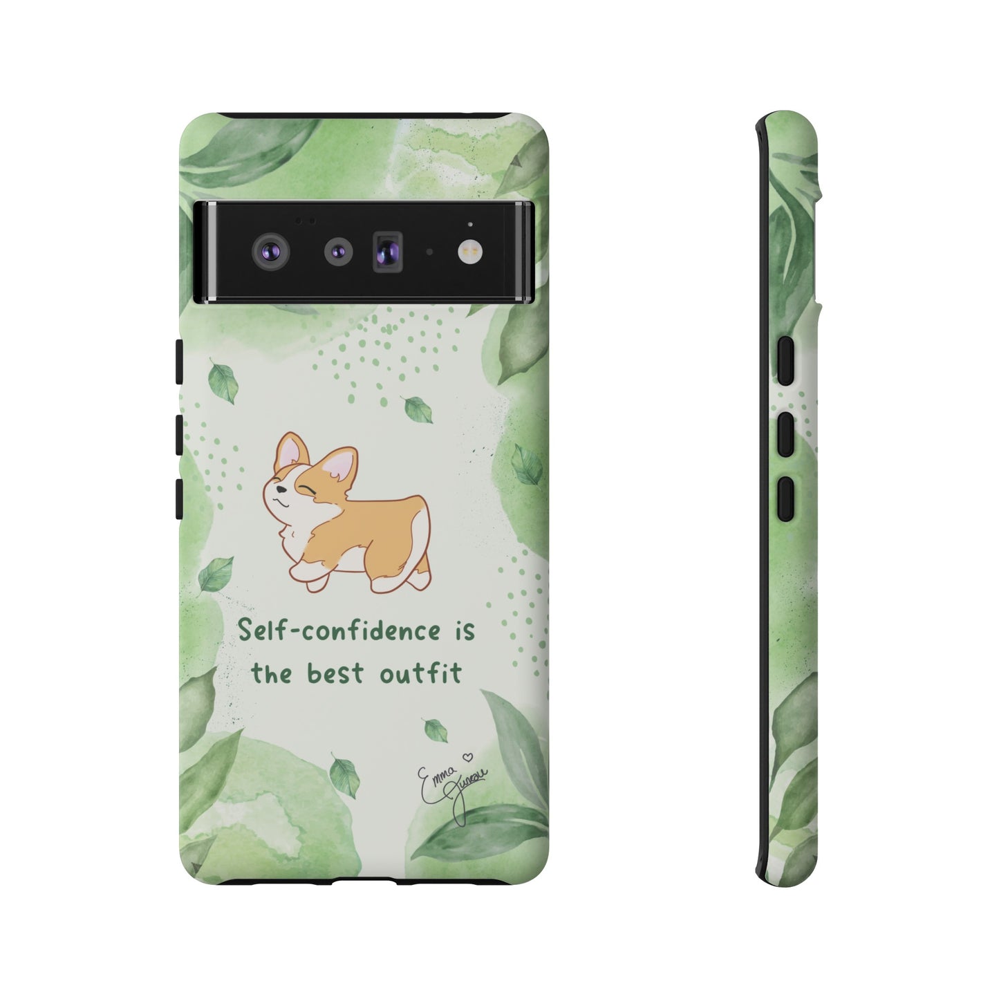 Corgi Green Tough Phone Case - Self Confidence is the Best Outfit