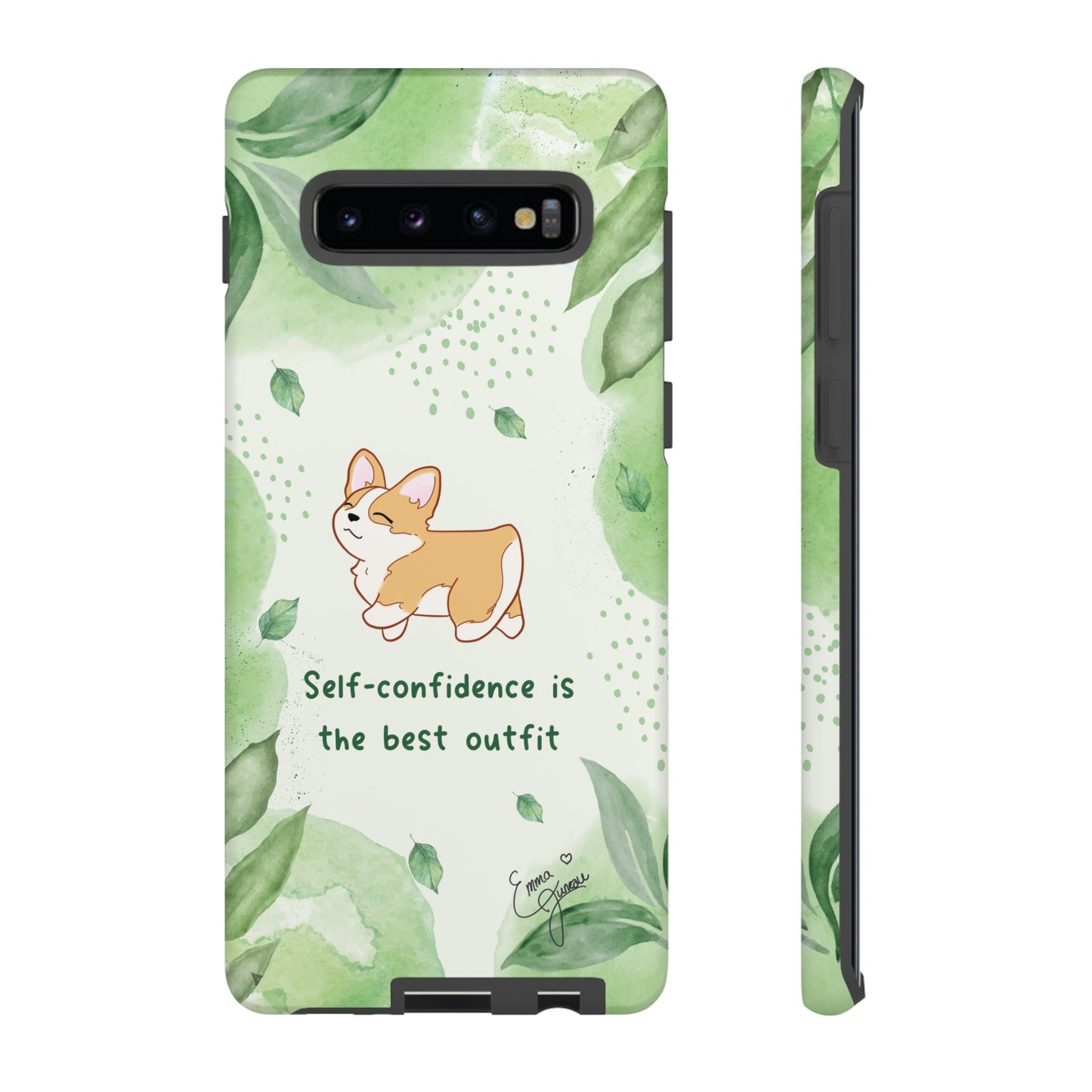 Corgi Green Tough Phone Case - Self Confidence is the Best Outfit
