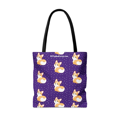 Corgi Butt - Dark Purple - Patterned Tote Bag