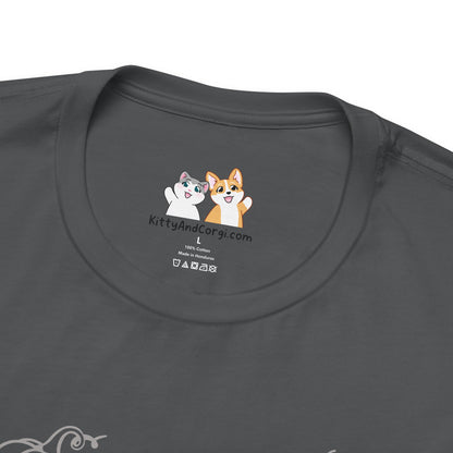 Kitty and Corgi - Pumpkin Spice and Everything Nice - Super Soft Cotton Airlume Unisex T-Shirt (Large Front Graphic)