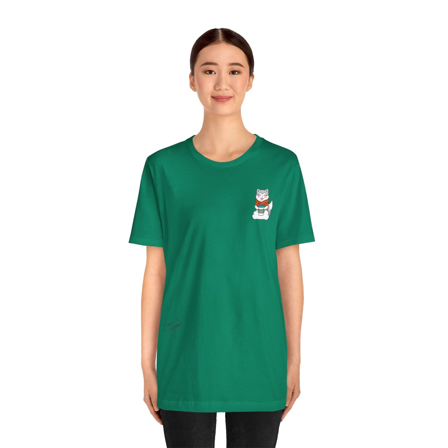 Kitty Drinking Her Pumpkin Spice Latte - Super Soft Cotton Airlume Unisex T-Shirt