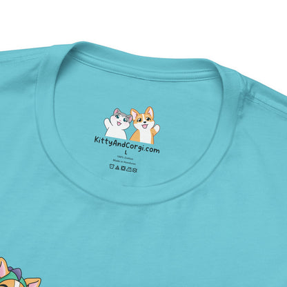 Kitty and Corgi — Corgi-zilla Dino Stomps — Super Soft Cotton Airlume Unisex T-Shirt