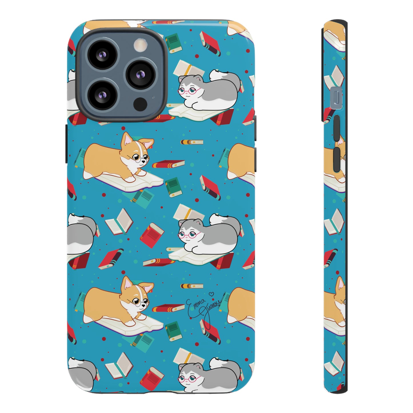 Kitty and Corgi Book Lovers - Tough Phone Case